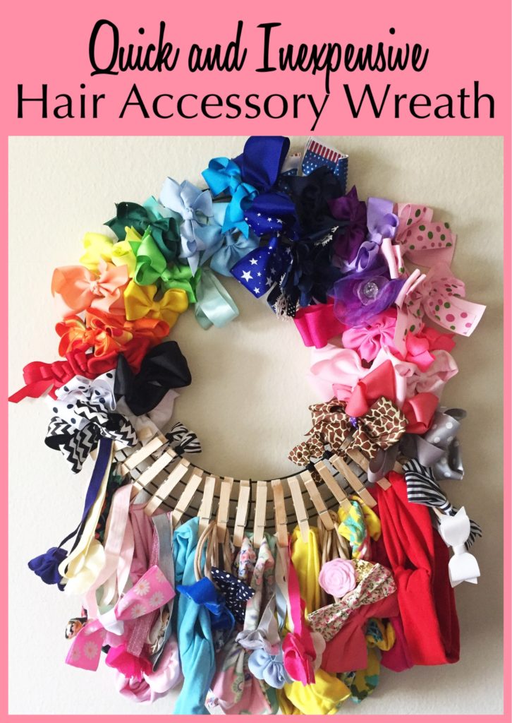 DIY Hair Accessory Wreath, hair bow holder, hair accessory organization, hair bow storage