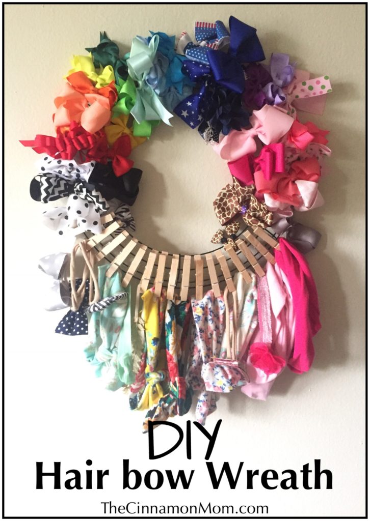 DIY Hair Accessory Wreath, hair bow holder, hair accessory organization, hair bow storage