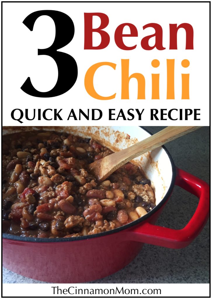 Three bean chili recipe, easy family dinner, dinner recipe