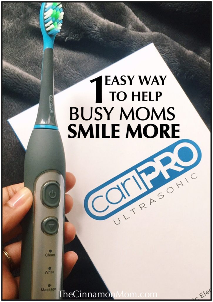 how to smile more, hacks for busy moms, teeth whitening, cariPRO Ultrasonic Electric toobrush #ad