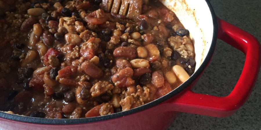 Three bean chili recipe, easy family dinner, dinner recipe
