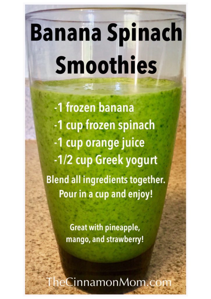 Banana spinach smoothie, easy smoothie recipe, healthy treat