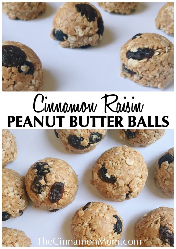 cinnamon raisin peanut butter ball, healthy snack, no bake energy balls