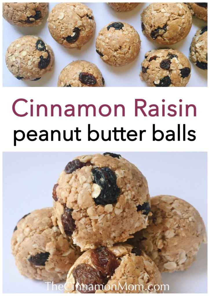 cinnamon raisin peanut butter ball, healthy snack, no bake energy balls