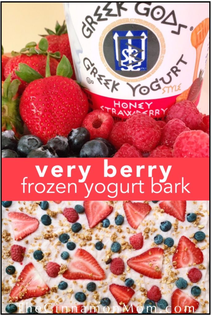 very berry frozen yogurt bark, healthy treat, Summer treat, cold treat, Greek Gods yogurt