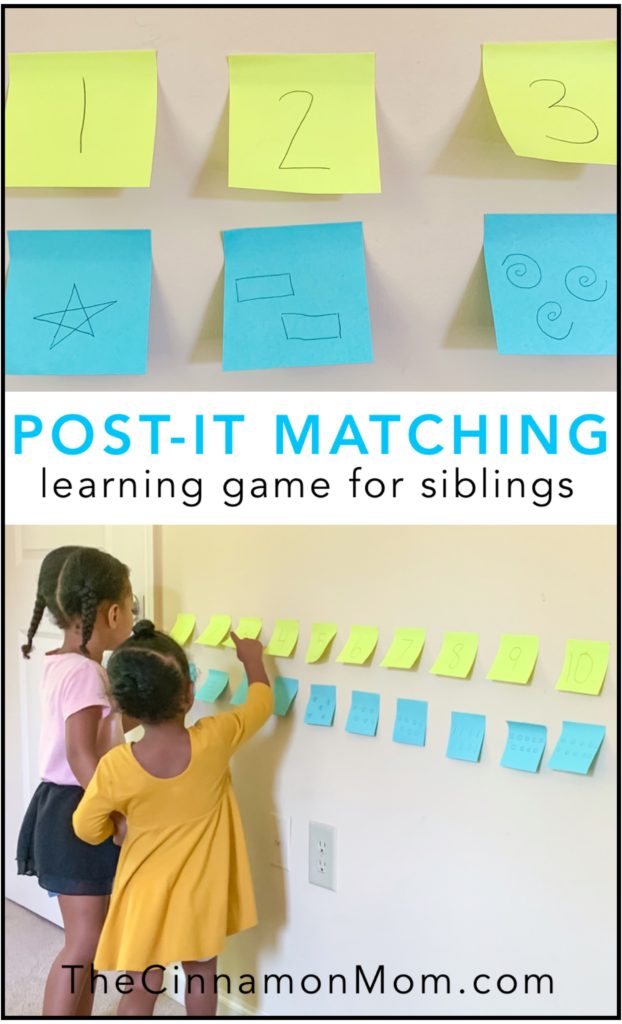 post it game, post it notes, preschool homeschool, preschool activities, toddler activities, sibling games