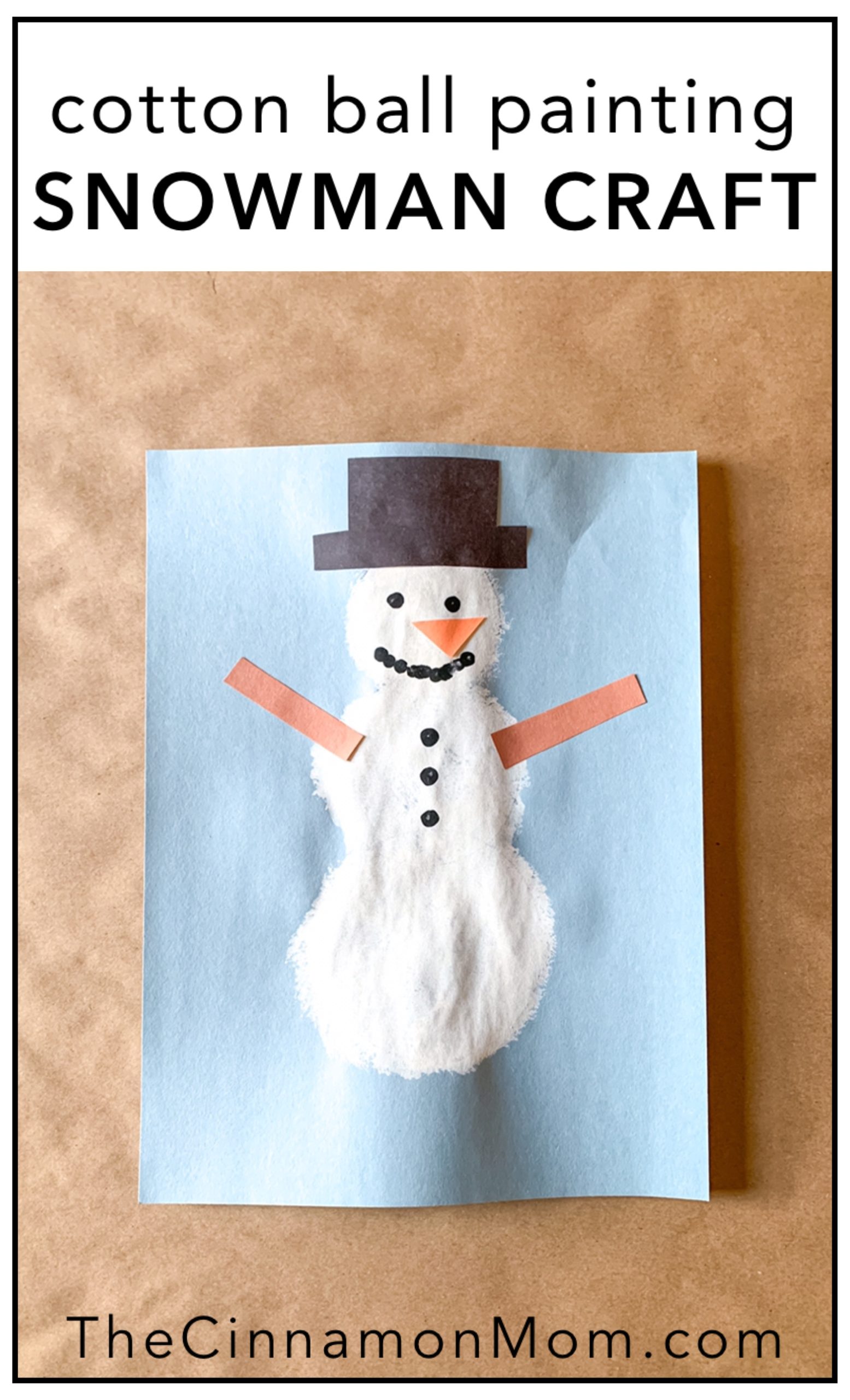 Cotton Ball Painting Snowman Craft