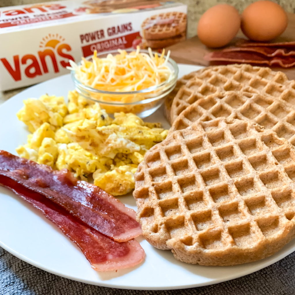 waffle sandwich, easy breakfast ideas #VansFoodsWaffles