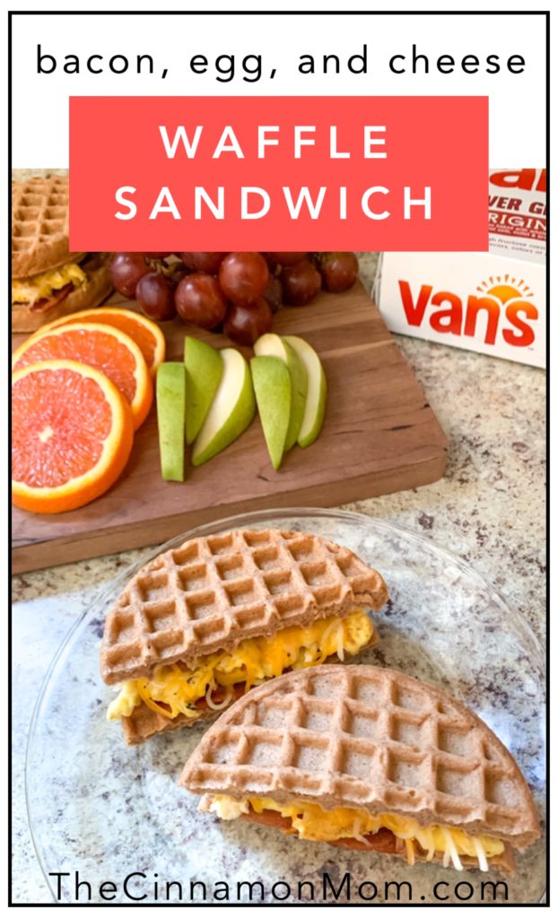 waffle sandwich, easy breakfast ideas #VansFoodsWaffles #ad