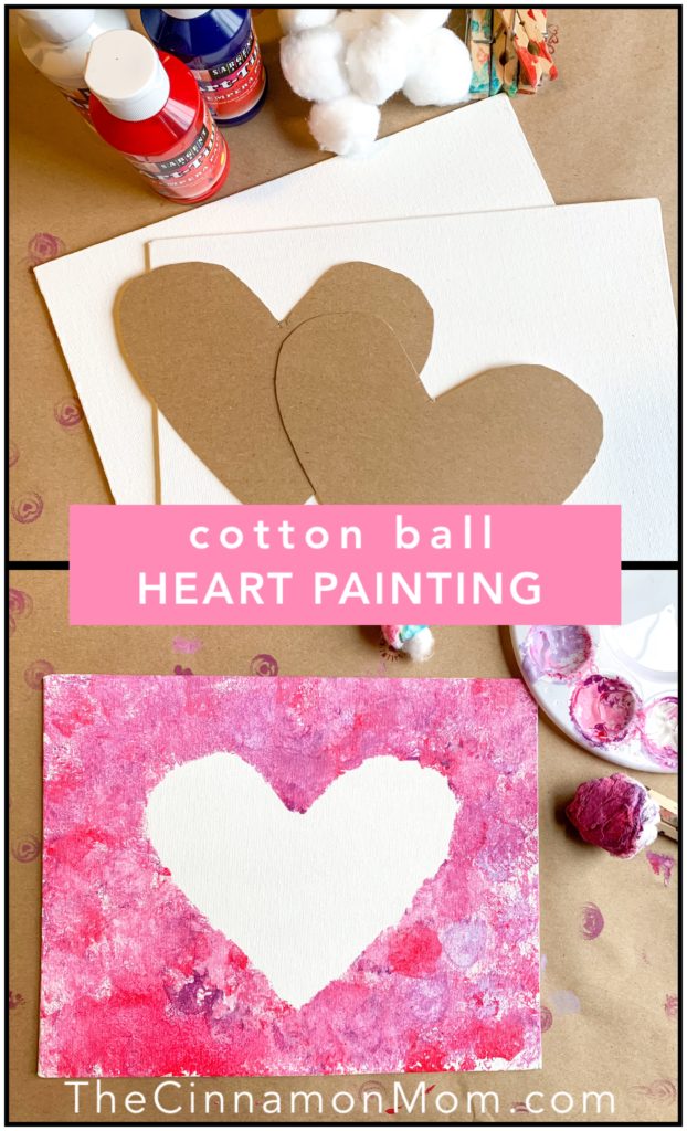 Cotton Ball Heart Painting Crafts for Kids- Sunshine Whispers