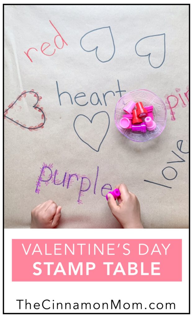 stamp table, preschool activities, Valentine's crafts