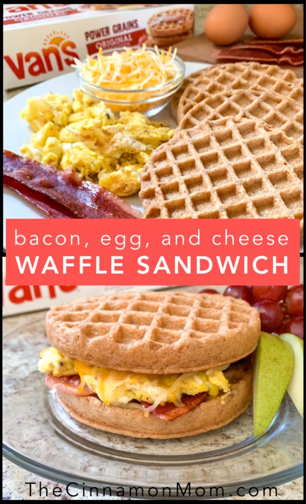 waffle sandwich, easy breakfast ideas #VansFoodsWaffles #ad