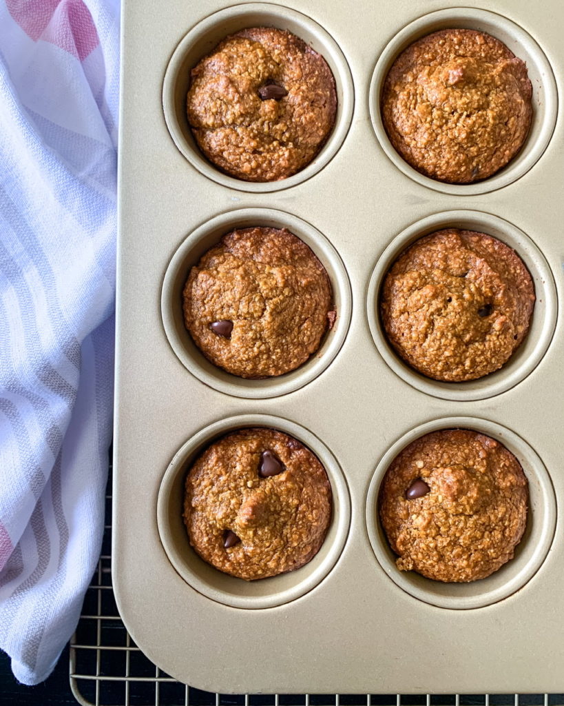 sweet potato muffins with oats and dark chocolate chips