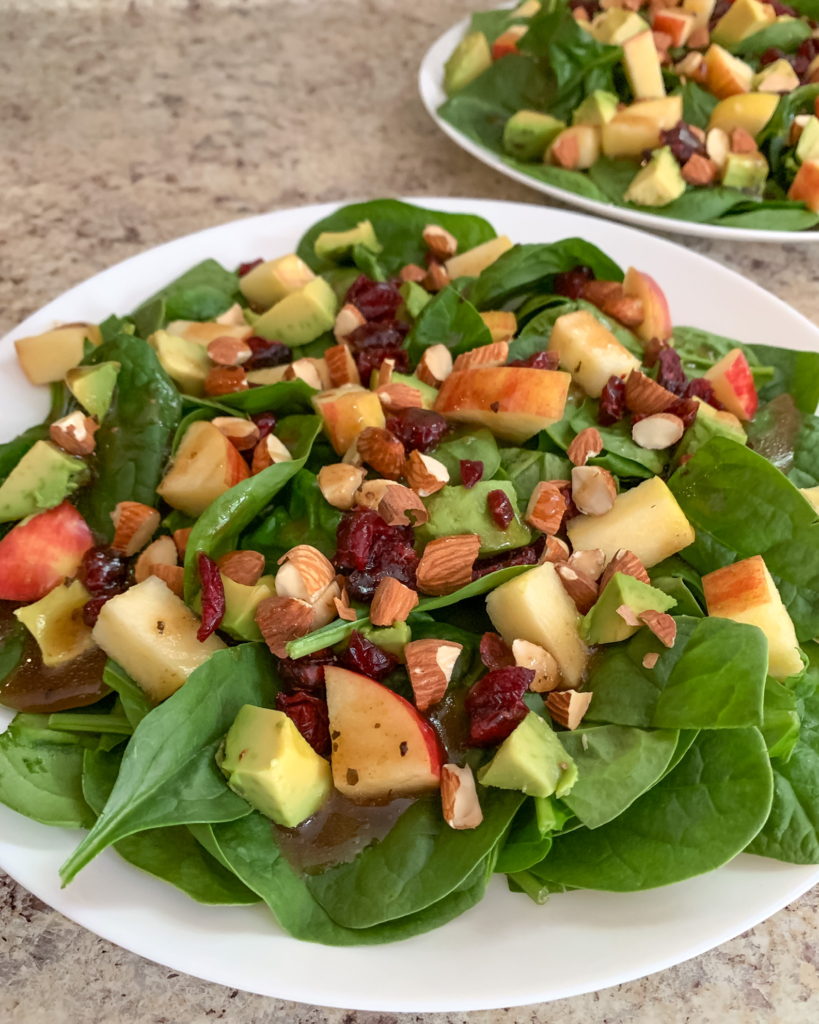 spinach apple salad, spinach salad, vegetarian recipes, easy dinner ideas, Summer salad recipes