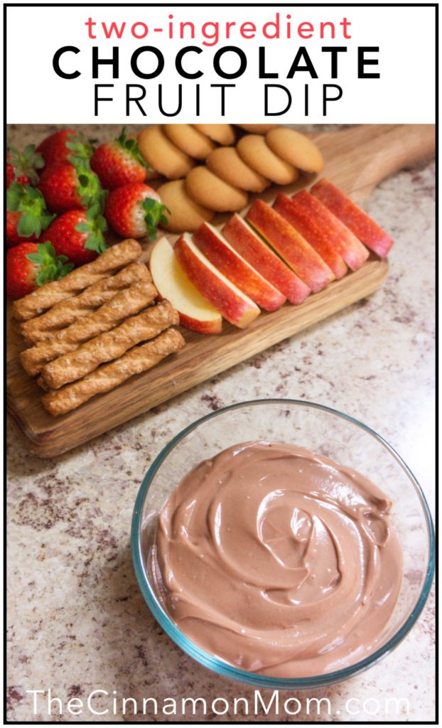 two-ingredient chocolate fruit dip, sweet treats, Valentine's Day treat, healthy treat, snack board