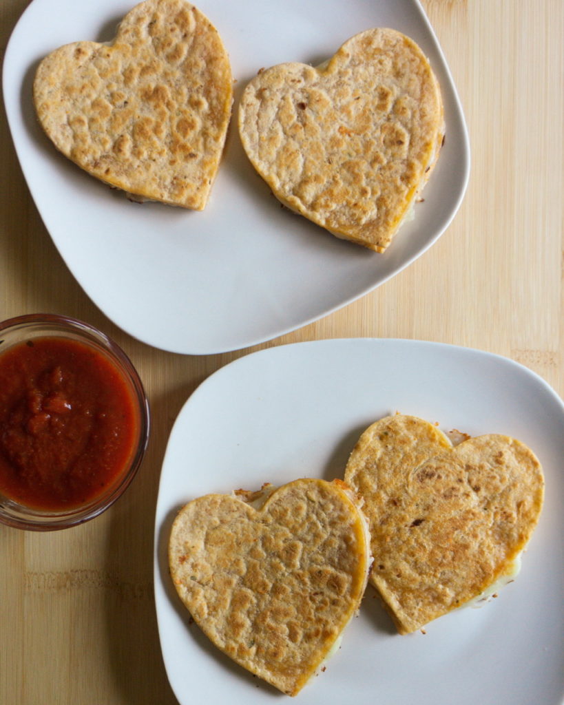 heart quesadillas, Valentine's Day with kids, kids in the kitchen, easy lunch for kids