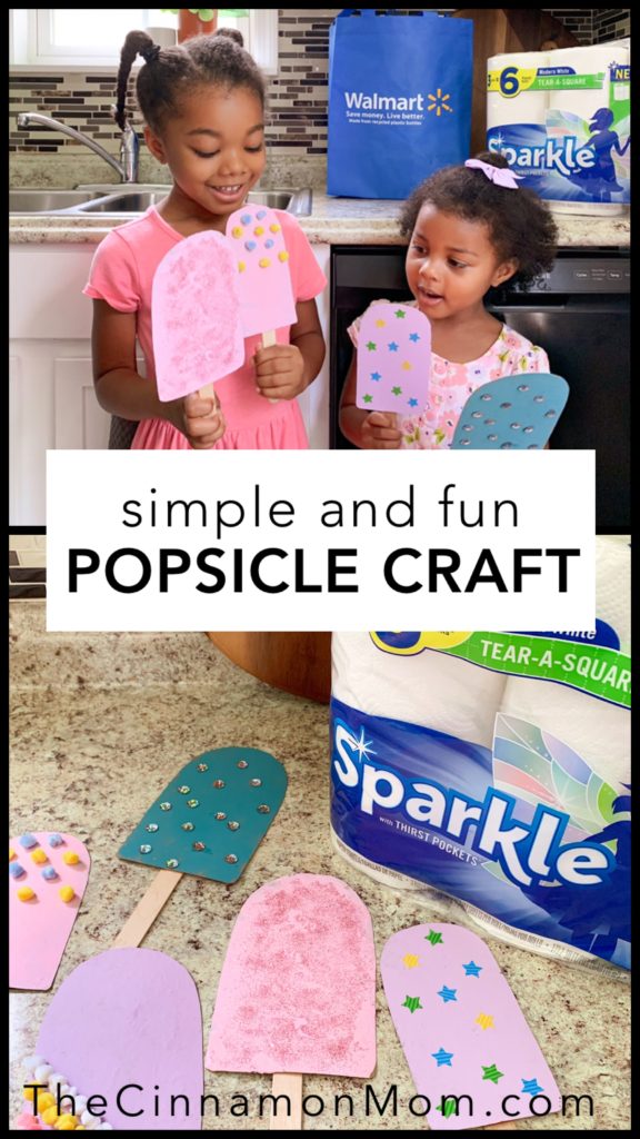popsicle craft with sparkle tear a square paper towels