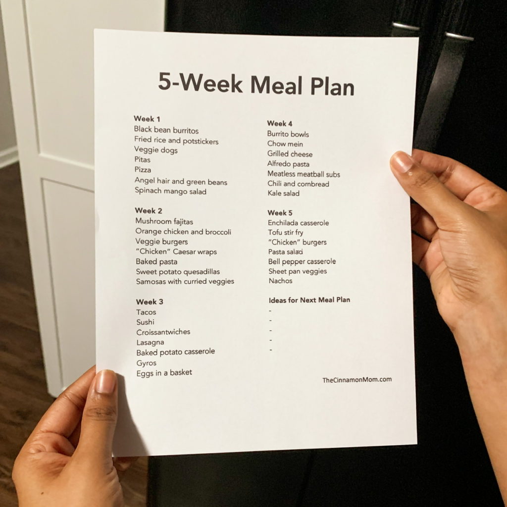 5-week meal plan