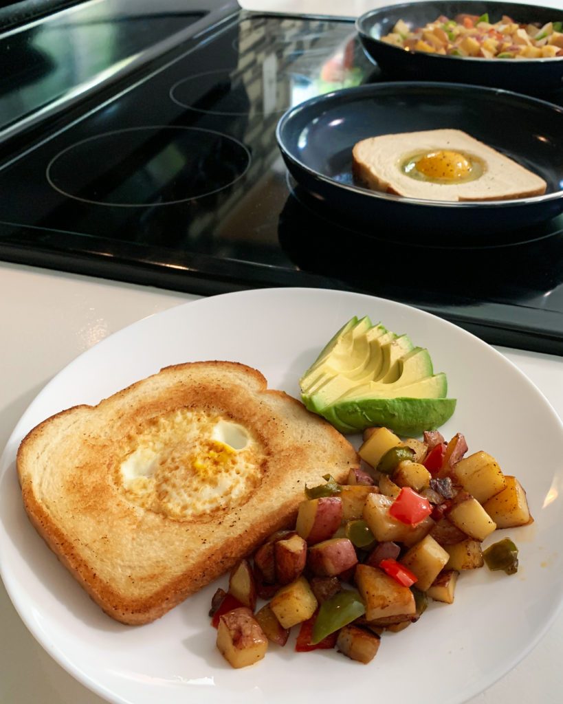Breakfast Potatoes and Eggs in a Basket