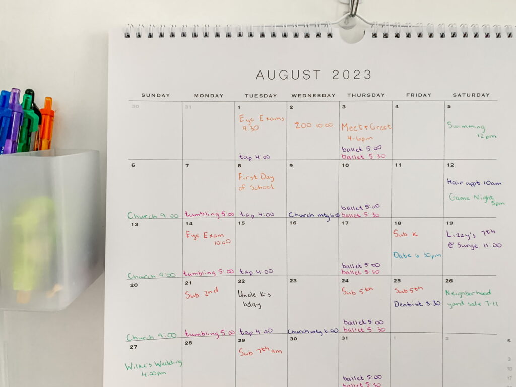 color-coded calendar