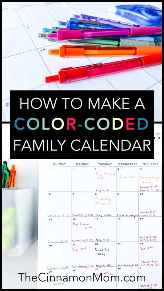 get your family organized with a color coded calendar