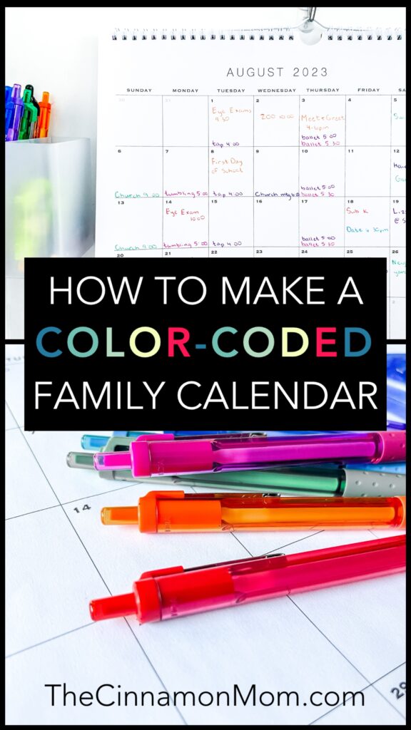 get your family organized with a color coded calendar